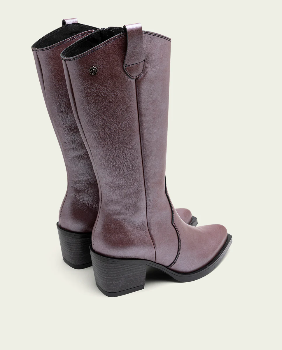 BOTAS COWBOY DE PIEL BURDEOS METAL FABILA - Image 3