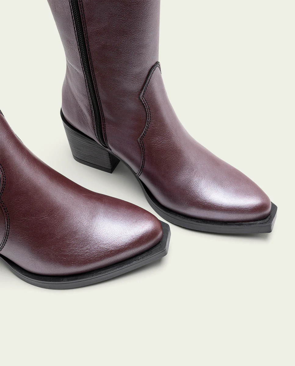 BOTAS COWBOY DE PIEL BURDEOS METAL FABILA - Image 4