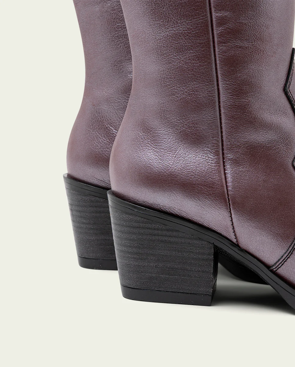 BOTAS COWBOY DE PIEL BURDEOS METAL FABILA - Image 5