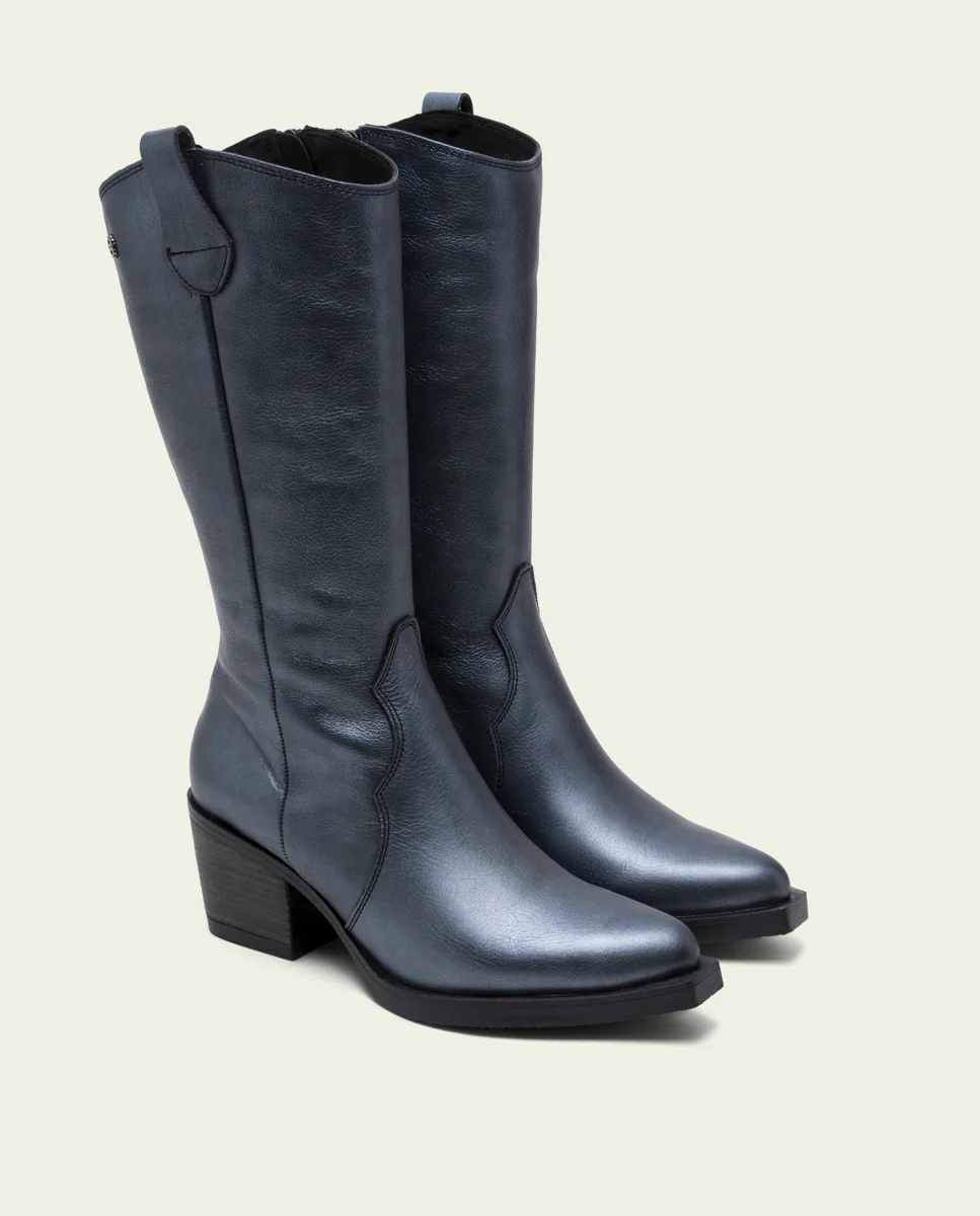 BOTAS COWBOY DE PIEL METALIZADA PLOMO FABILA - Image 2