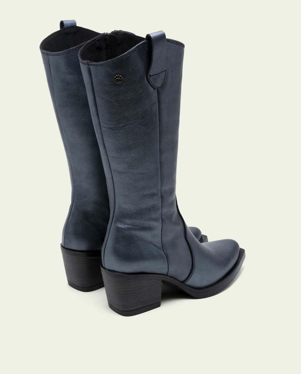 BOTAS COWBOY DE PIEL METALIZADA PLOMO FABILA - Image 3