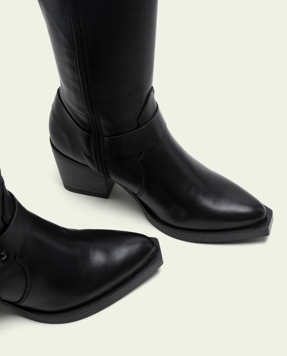 BOTAS COWBOY DE PIEL NEGRO CON CREMALLERA FIONA - Image 4