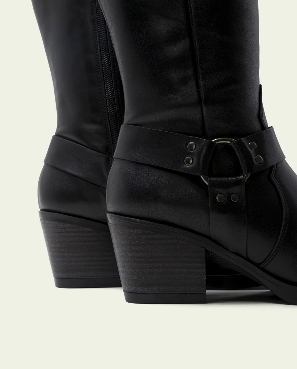 BOTAS COWBOY DE PIEL NEGRO CON CREMALLERA FIONA - Image 5