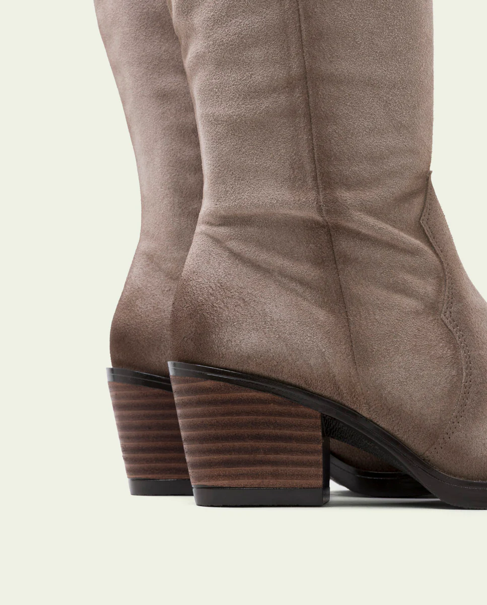 BOTAS COWBOY DE PIEL TAUPE CON CREMALLERA HELGA - Image 5