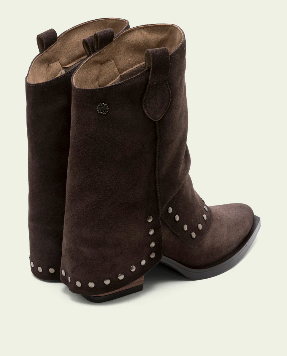 BOTAS COWBOY DE SERRAJE DOBLE FAZ CON CREMALLERA MOKA HEIDI - Image 3
