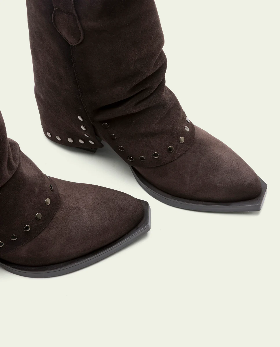BOTAS COWBOY DE SERRAJE DOBLE FAZ CON CREMALLERA MOKA HEIDI - Image 4
