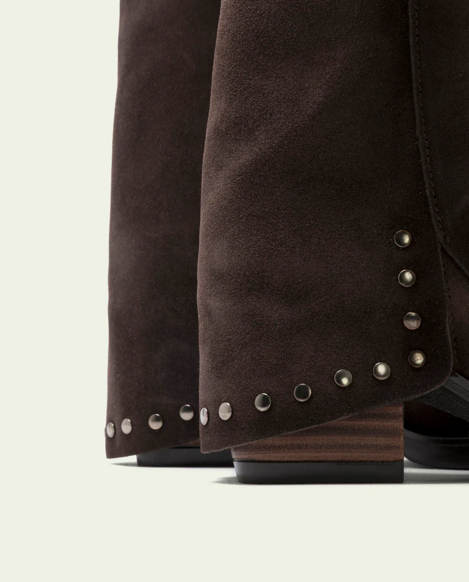 BOTAS COWBOY DE SERRAJE DOBLE FAZ CON CREMALLERA MOKA HEIDI - Image 5