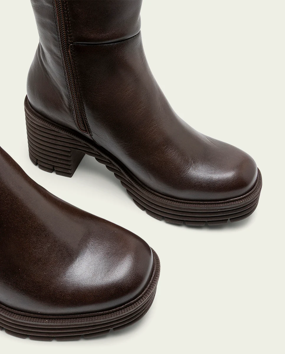 BOTAS DE PIEL CON CREMALLERA MOKA MILEY - Image 4