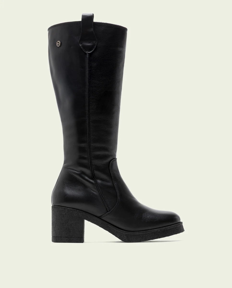 BOTAS DE PIEL CON CREMALLERA NEGRO MAR