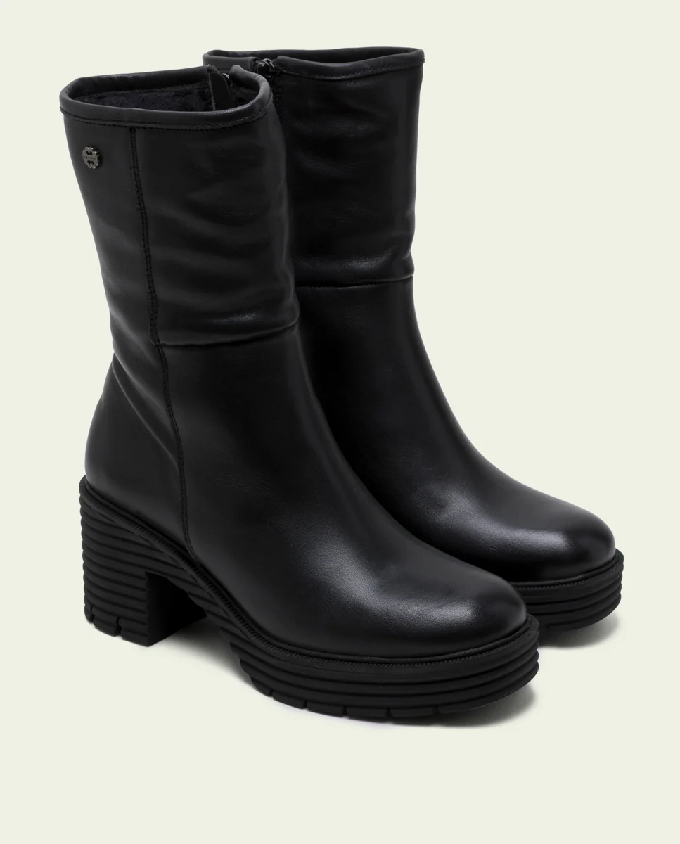 BOTAS DE PIEL CON CREMALLERA NEGRO MILEY - Image 2