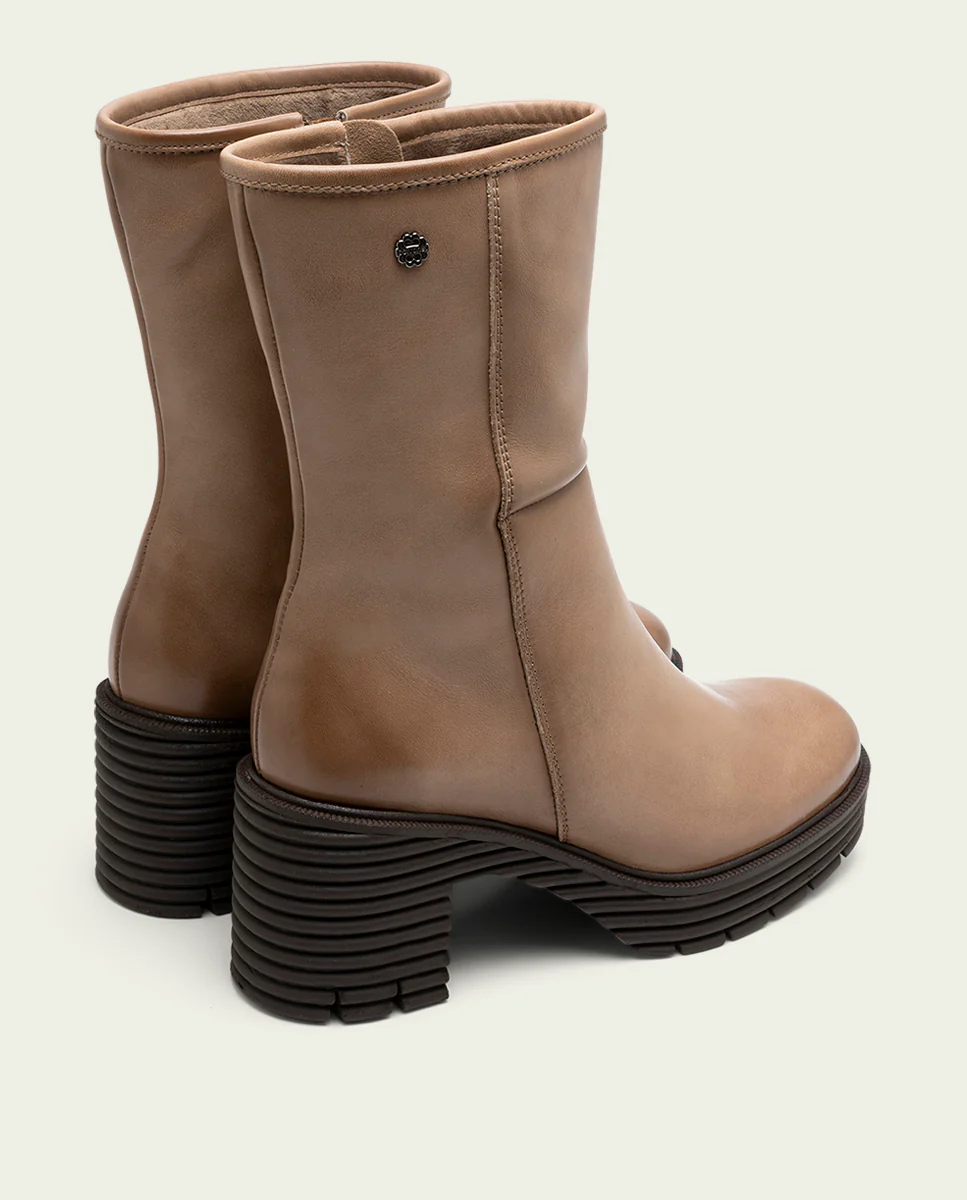 BOTAS DE PIEL CON CREMALLERA TAUPE MILEY - Image 3