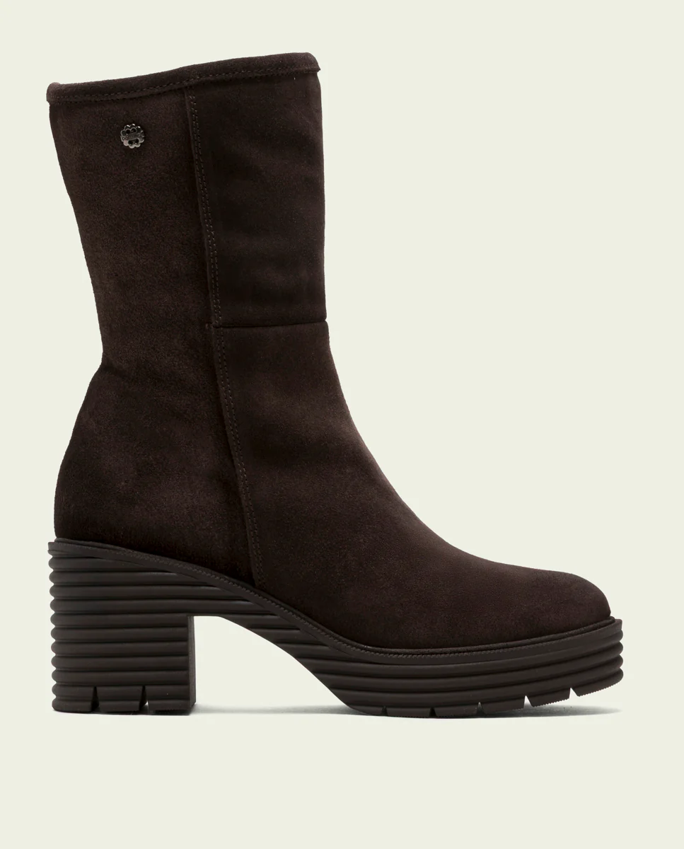 BOTAS DE PIEL DE TACÓN MOKA MARINA
