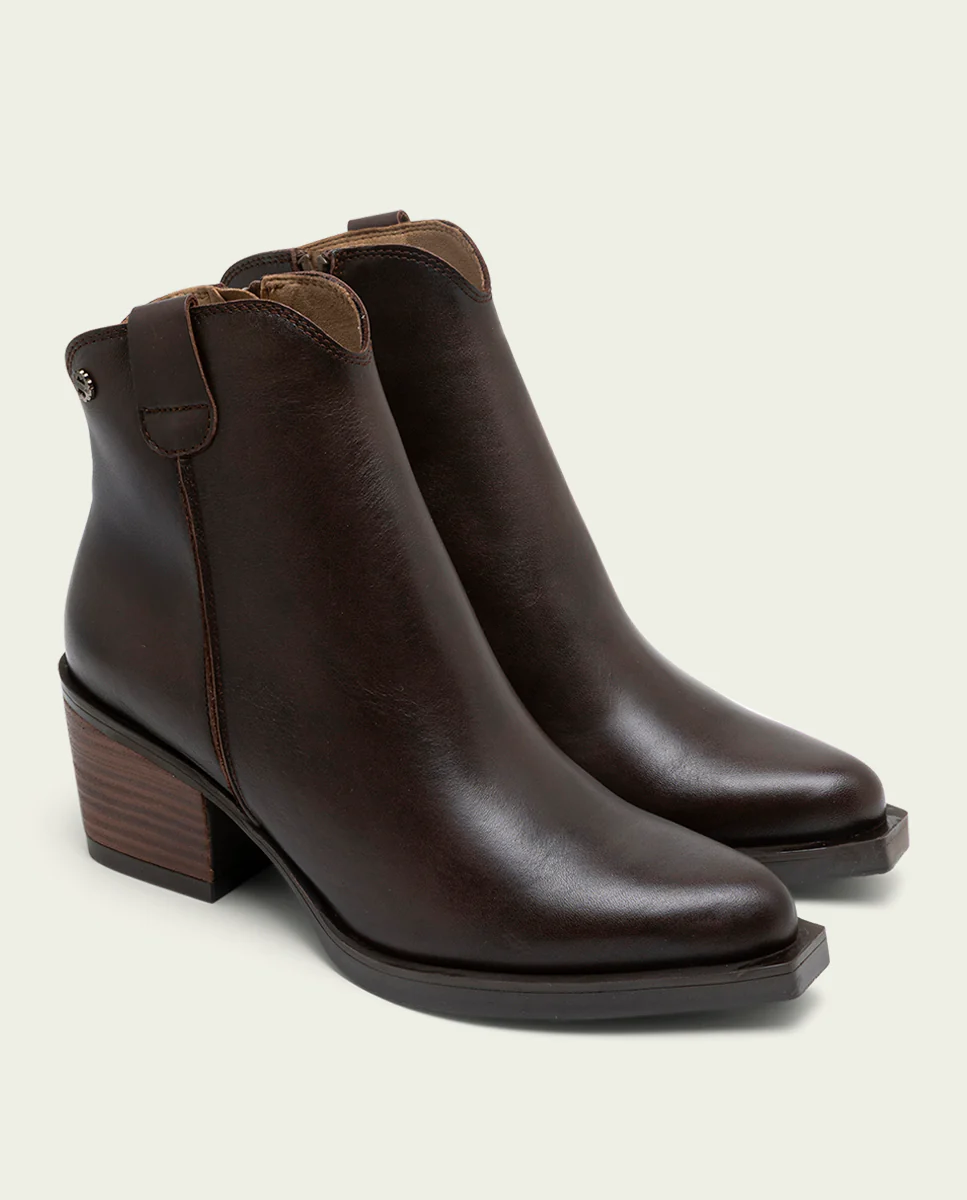BOTINES COWBOY DE PIEL MOKA CON CREMALLERA FRIDA - Image 5