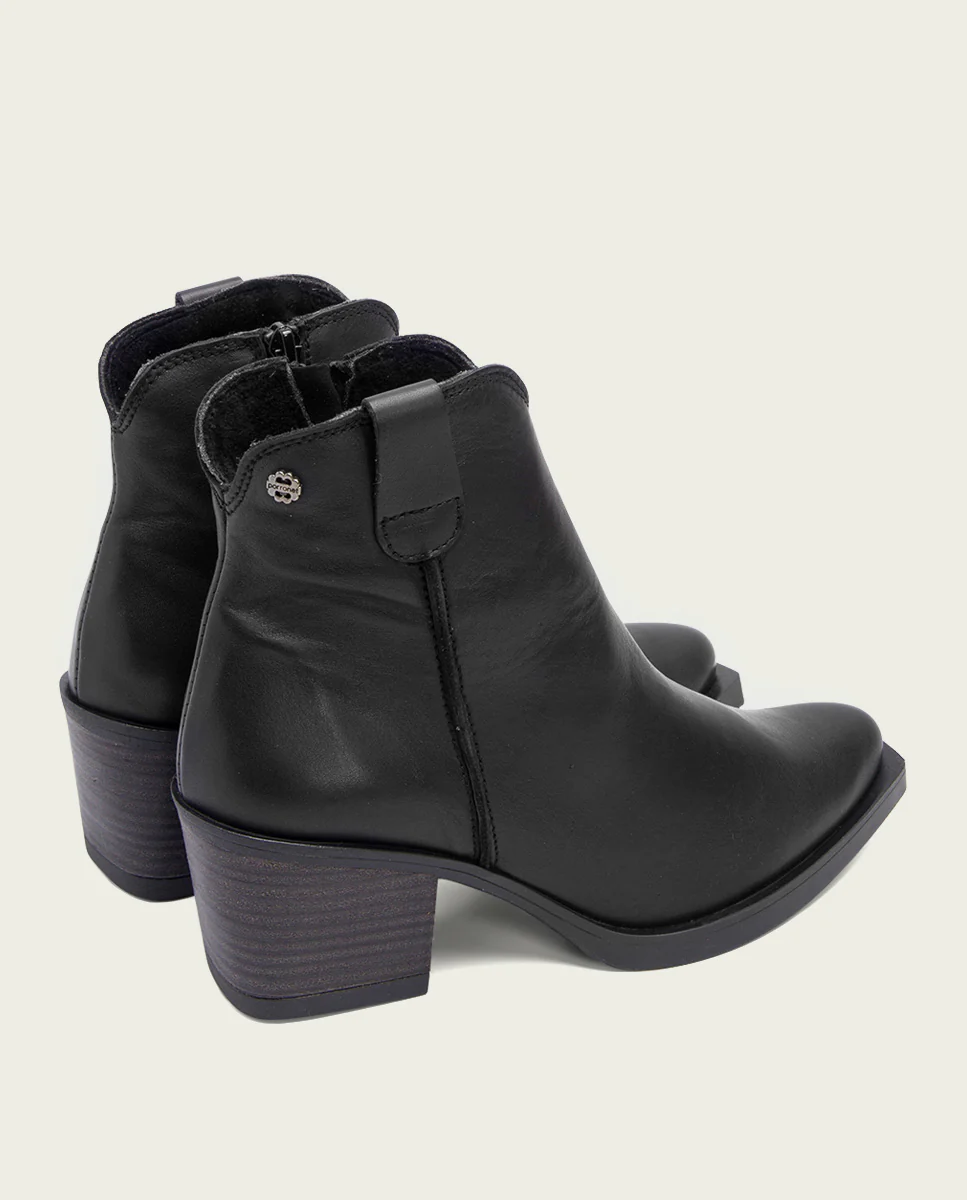BOTINES COWBOY DE PIEL NEGRO CON CREMALLERA FRIDA - Image 4