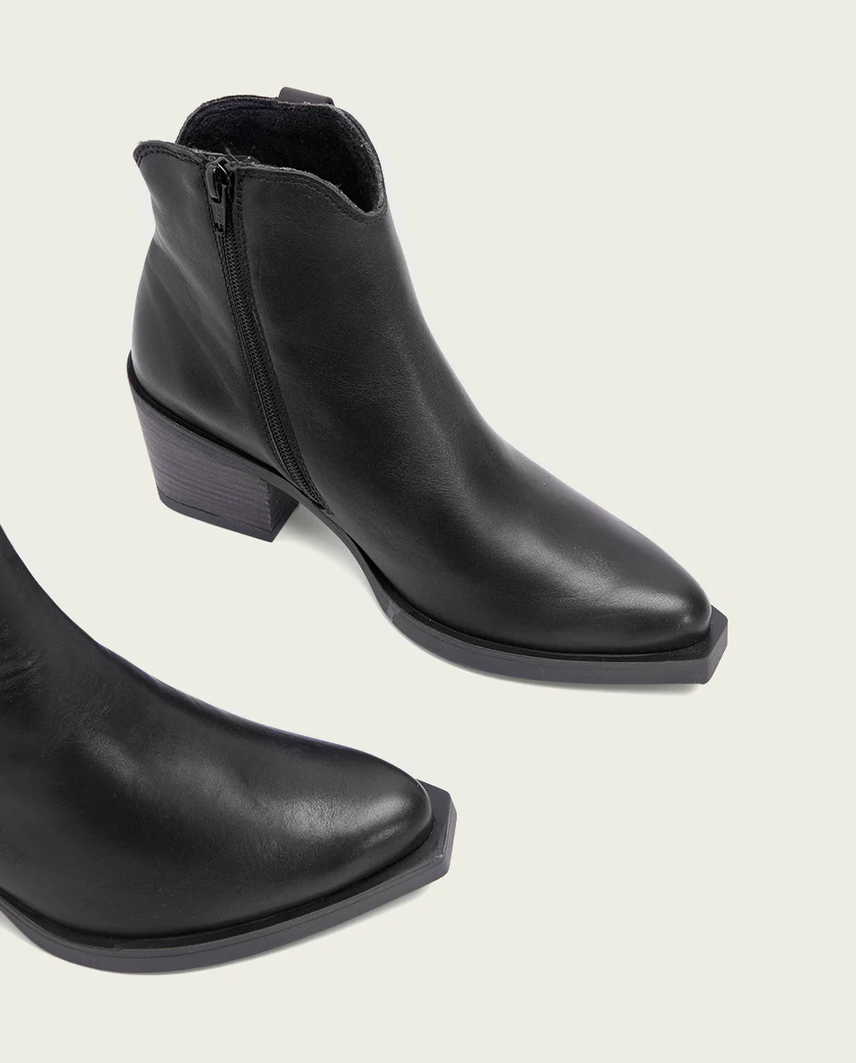 BOTINES COWBOY DE PIEL NEGRO CON CREMALLERA FRIDA - Image 5