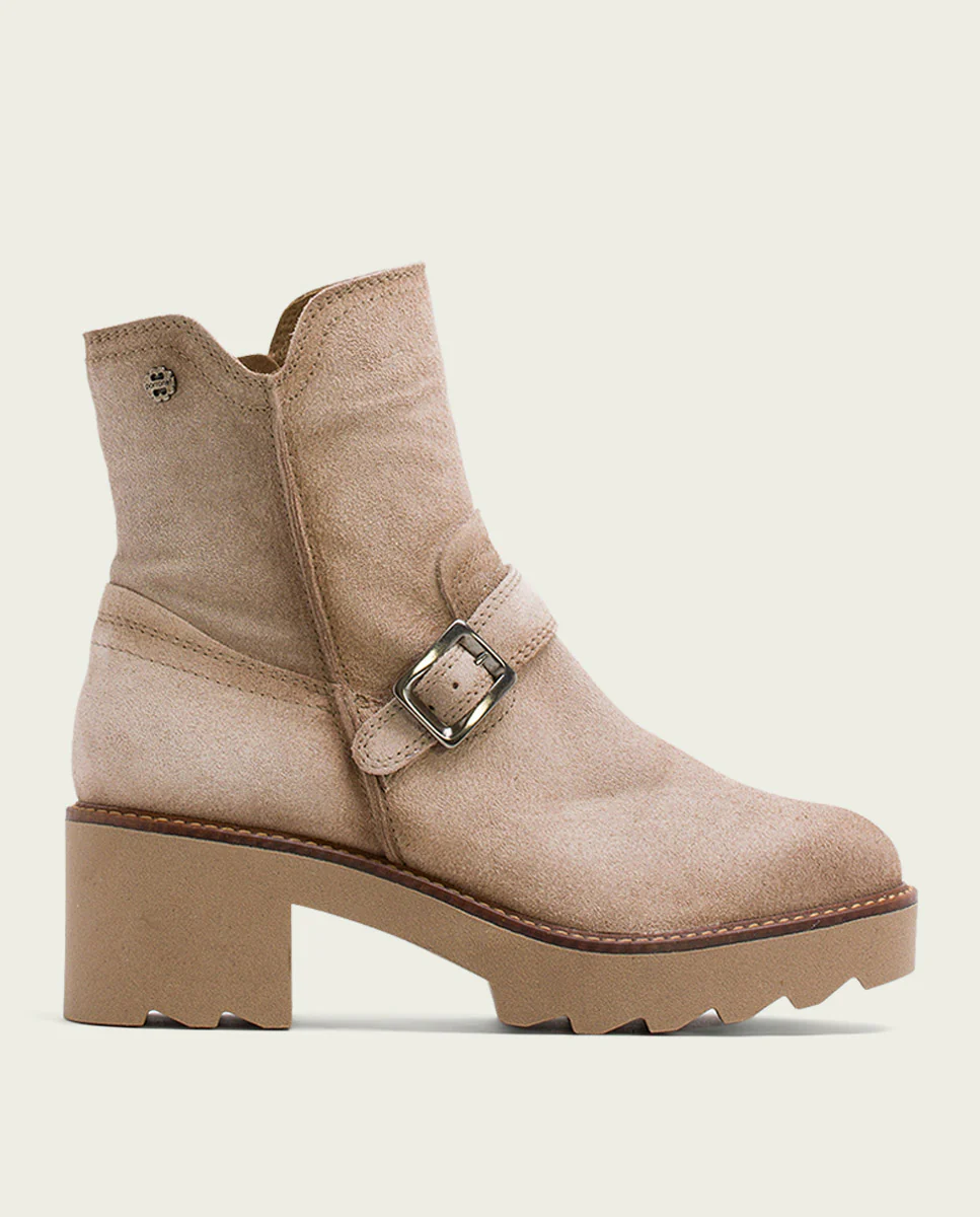 BOTINES DE PIEL CON CREMALLERA ARENA MAR