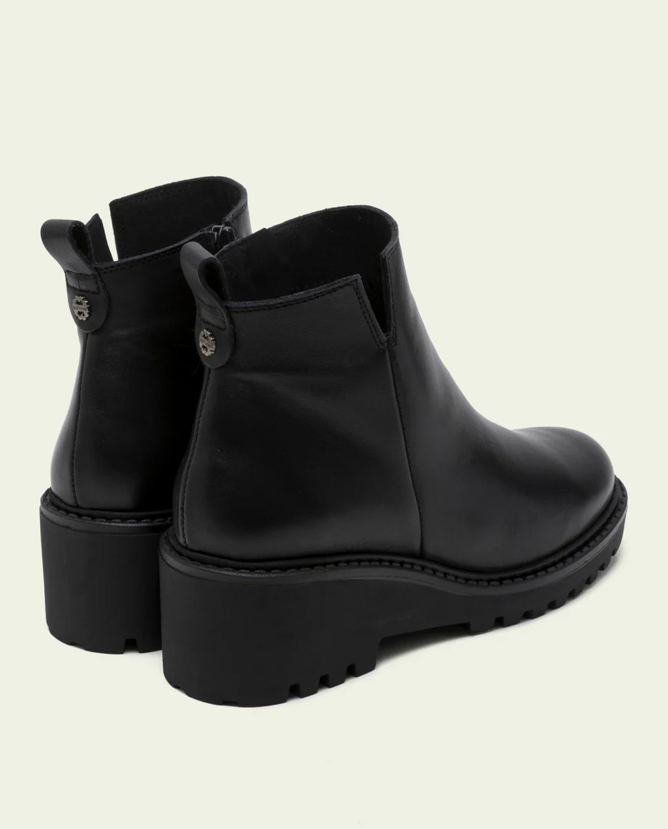 BOTINES DE PIEL CON CUÑA Y CREMALLERA NEGRA ELENA - Image 3