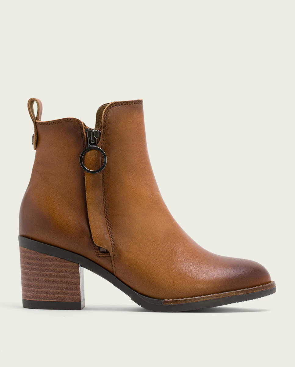 BOTINES DE PIEL CUERO CON CREMALLERA JAELA