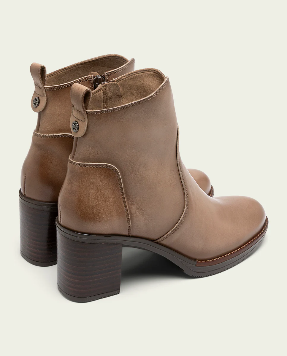 BOTINES DE PIEL DE TACÓN TAUPE RAQUEL - Image 3