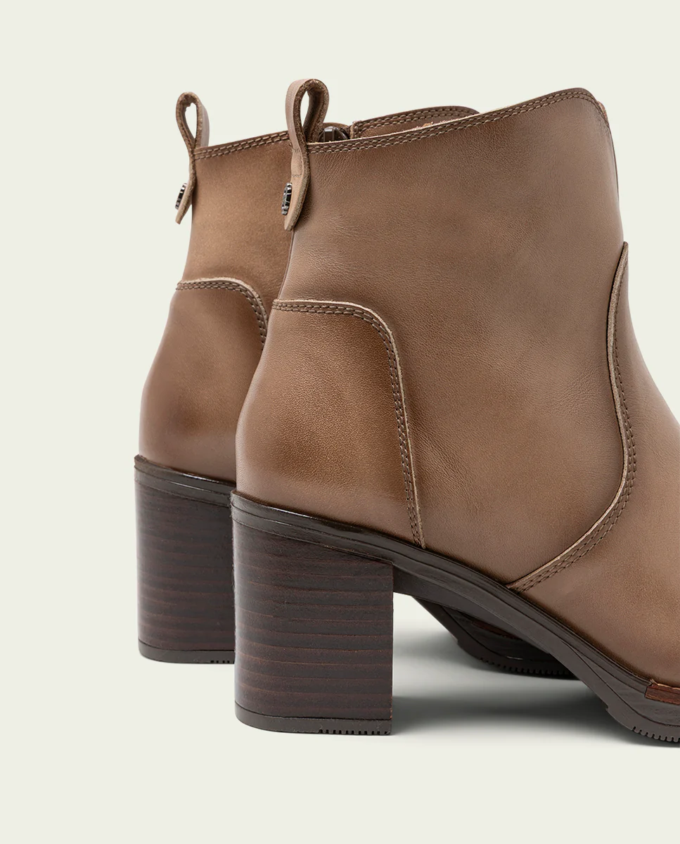 BOTINES DE PIEL DE TACÓN TAUPE RAQUEL - Image 5