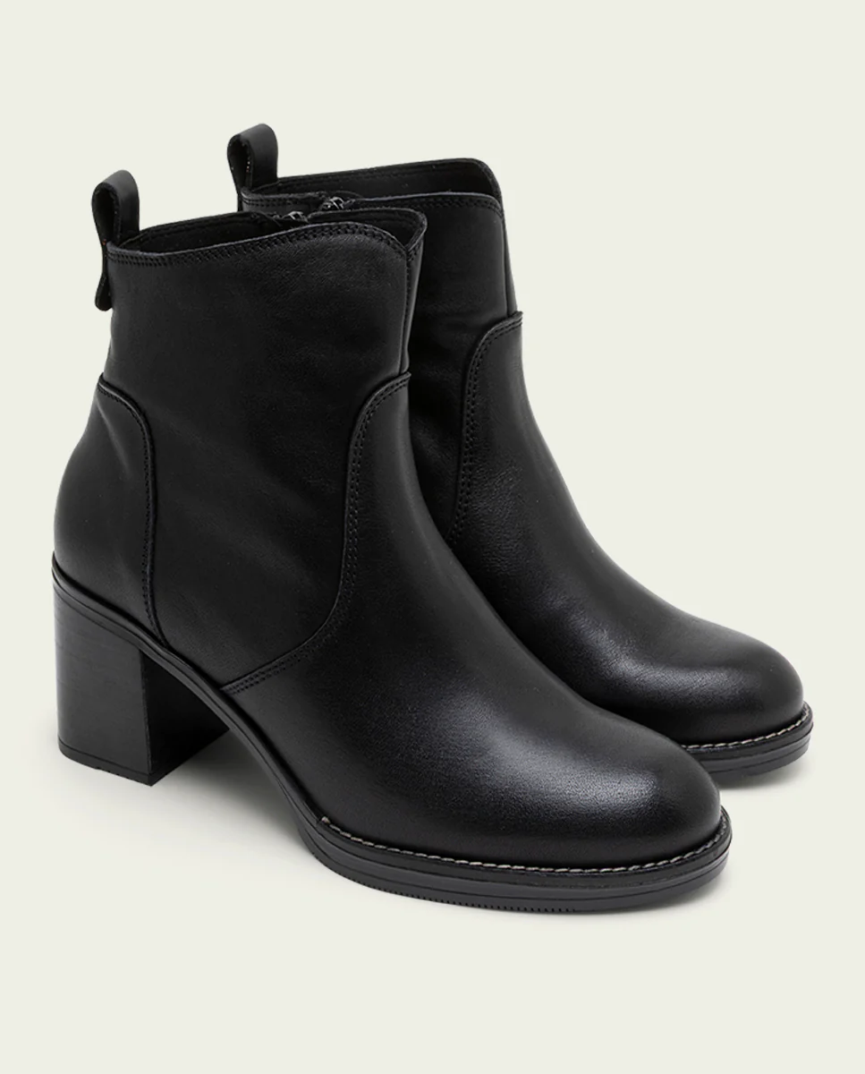 BOTINES DE PIEL DE TACÓN NEGRO RAQUEL - Image 3