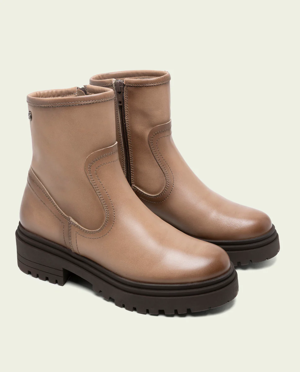 BOTINES DE PIEL TAUPE CON CREMALLERA CLARA - Image 2