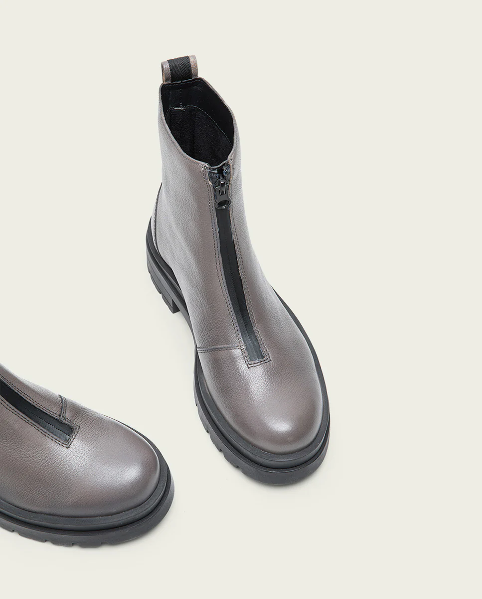 BOTINES TRACK PIEL GRIS CON CREMALLERA NALA - Image 5