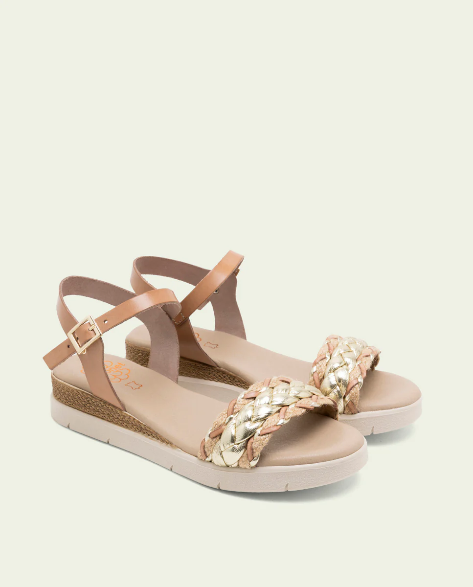 SANDALIA CUÑA DE PIEL FLAVIA TAUPE - Image 2