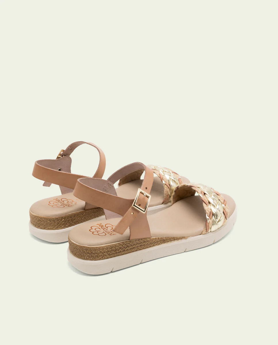 SANDALIA CUÑA DE PIEL FLAVIA TAUPE - Image 3