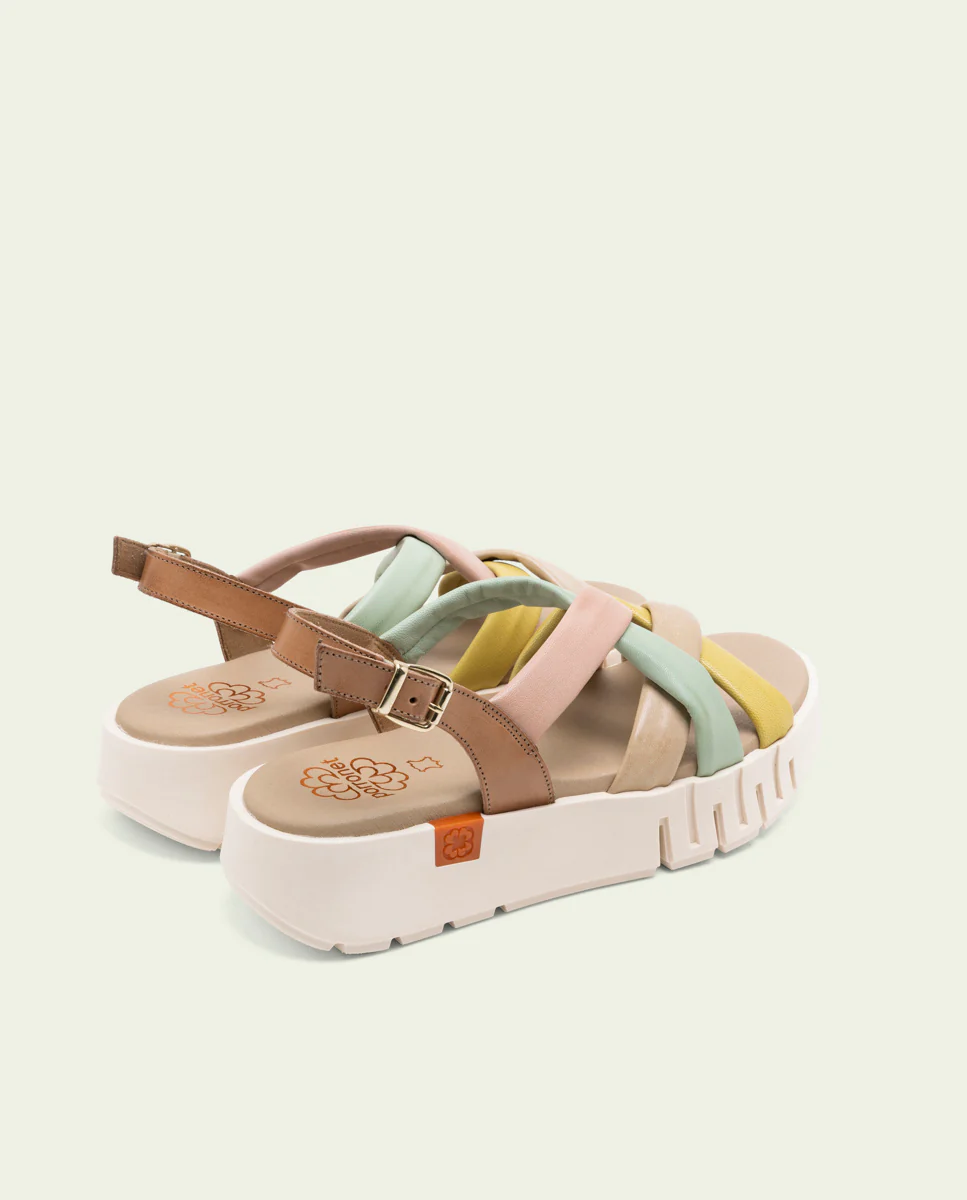 SANDALIA DE CUÑA DE PIEL DANIELA TAUPE COLORES - Image 3