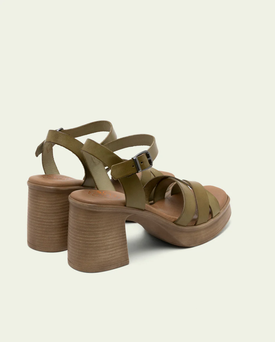 SANDALIA PIEL TACÓN ISIS KAKI - Image 3