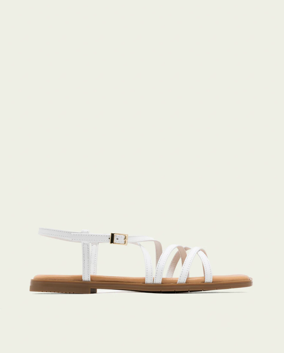SANDALIA PLANA DE PIEL BONNIE BLANCO