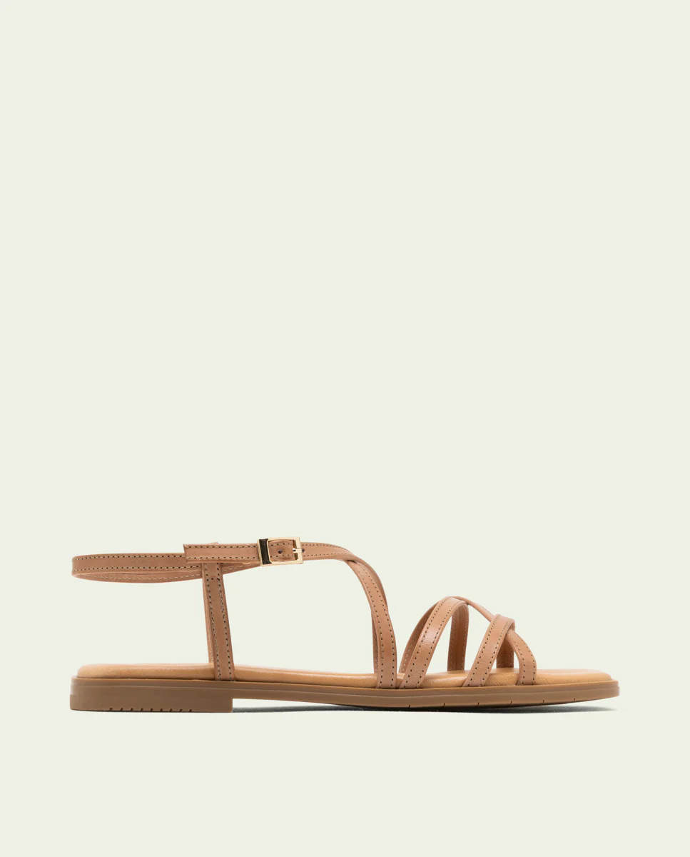 SANDALIA PLANA DE PIEL BONNIE TAUPE - Image 3