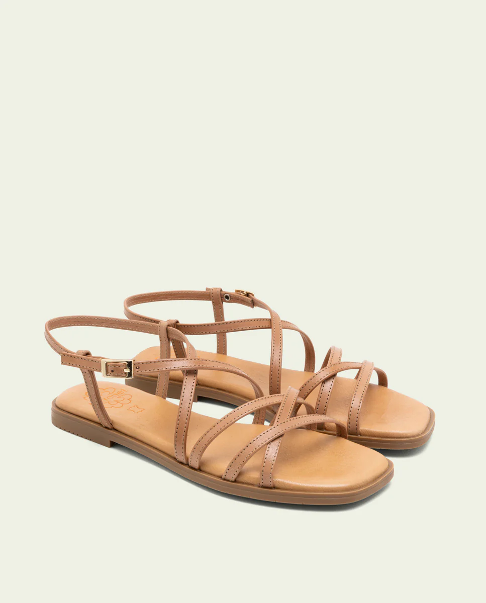 SANDALIA PLANA DE PIEL BONNIE TAUPE - Image 4