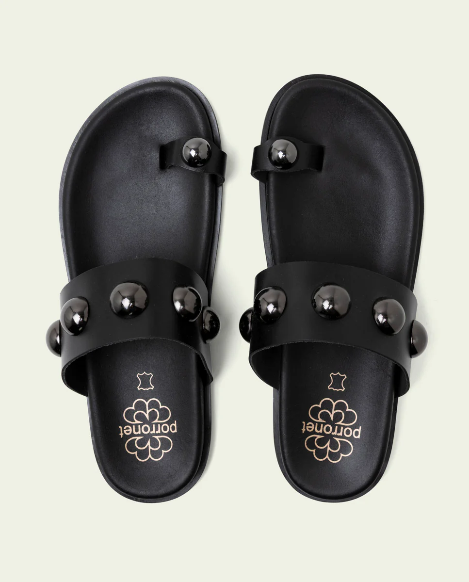 SANDALIA PLANA DE PIEL DE TIRAS HADID NEGRO - Image 5
