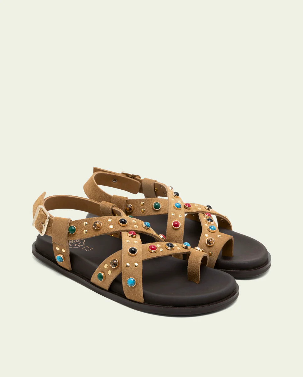 SANDALIA PLANA DE PIEL HAZEL CAMEL - Image 2