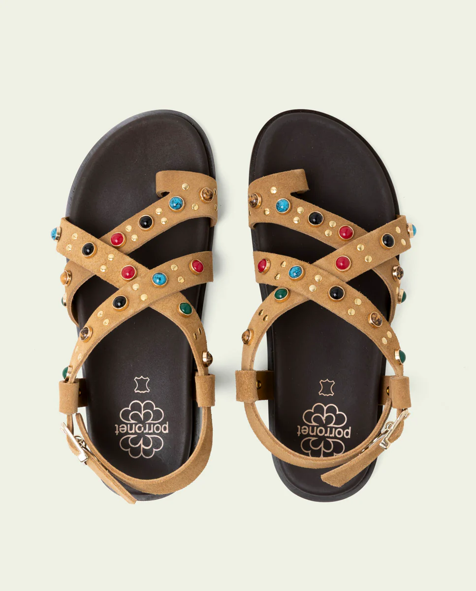 SANDALIA PLANA DE PIEL HAZEL CAMEL - Image 6