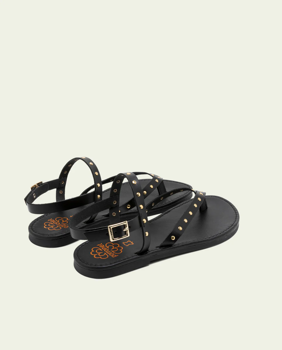 SANDALIA PLANA DE PIEL TACHUELAS ALESSANDRA NEGRO - Image 4