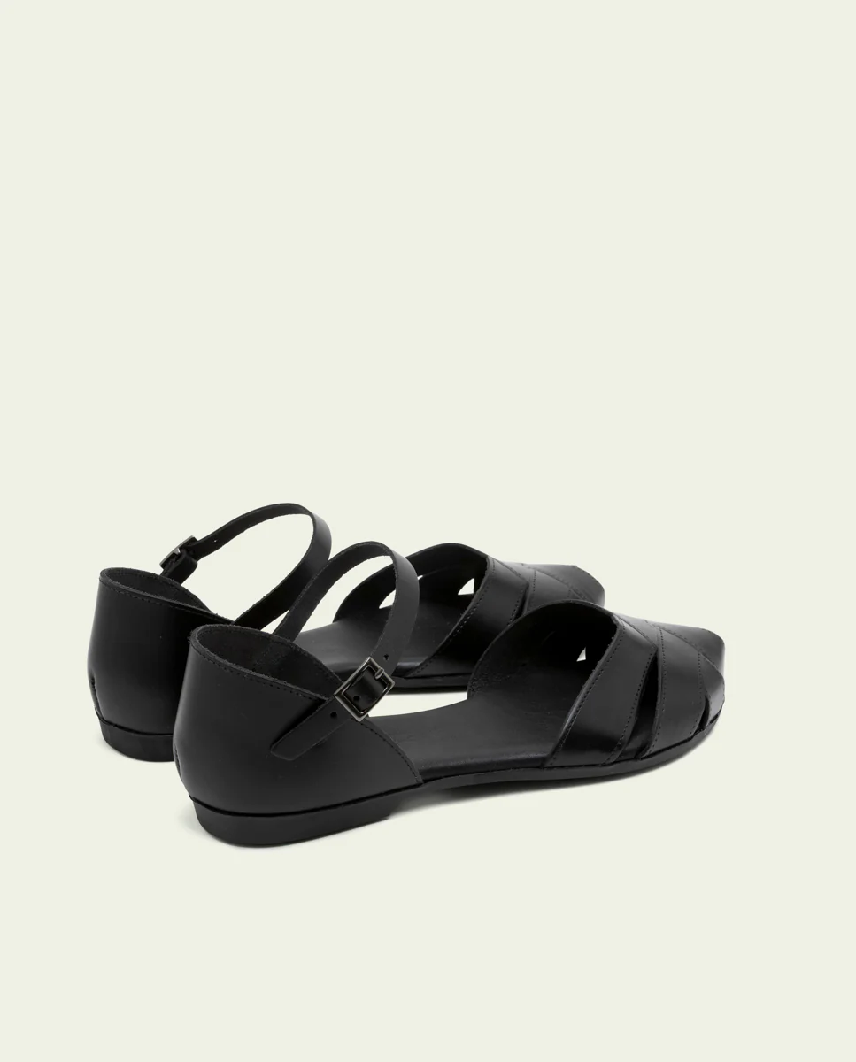 SANDALIA PLANA PIEL ALBA NEGRO - Image 3