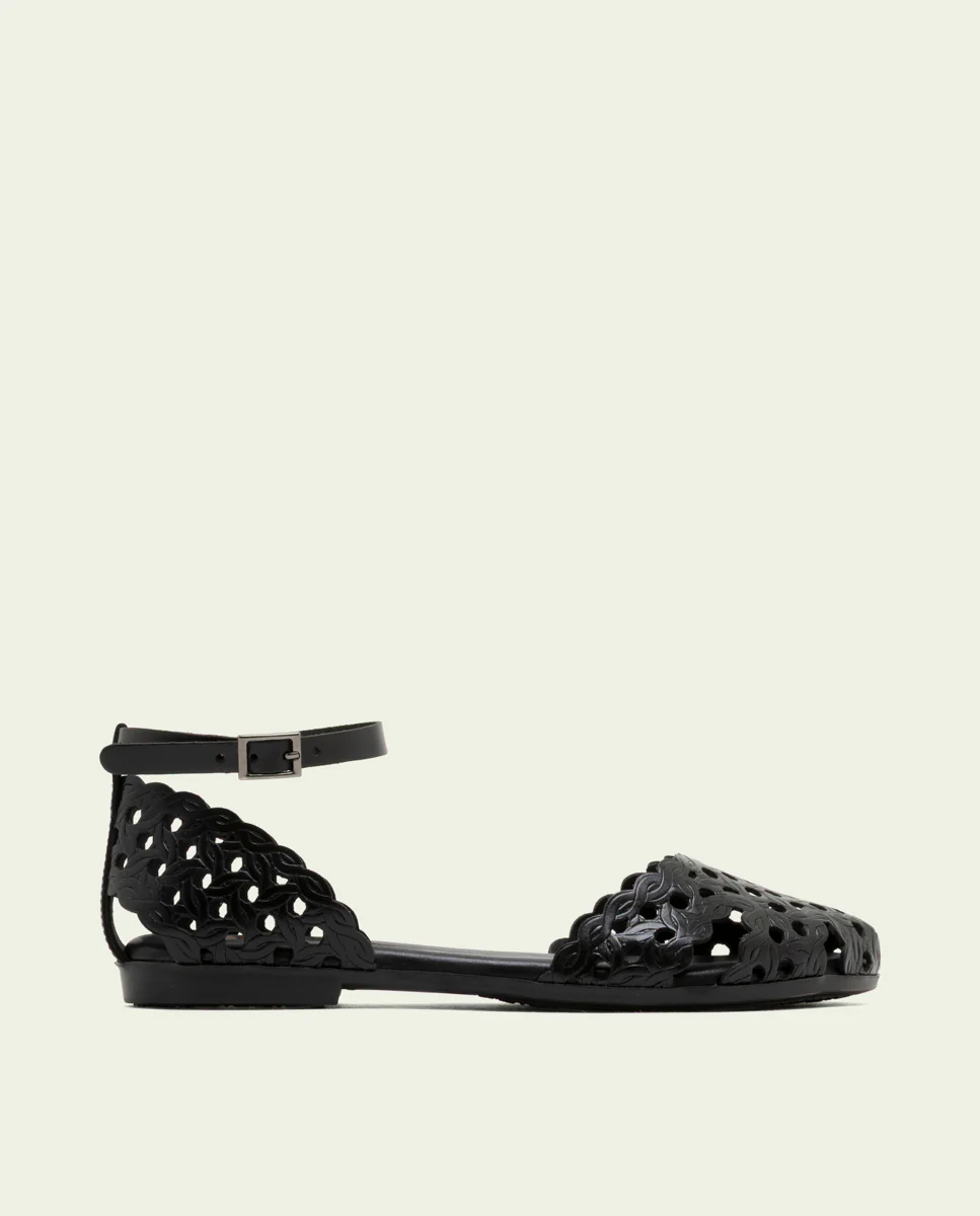 SANDALIA PLANA PIEL ARIA NEGRO