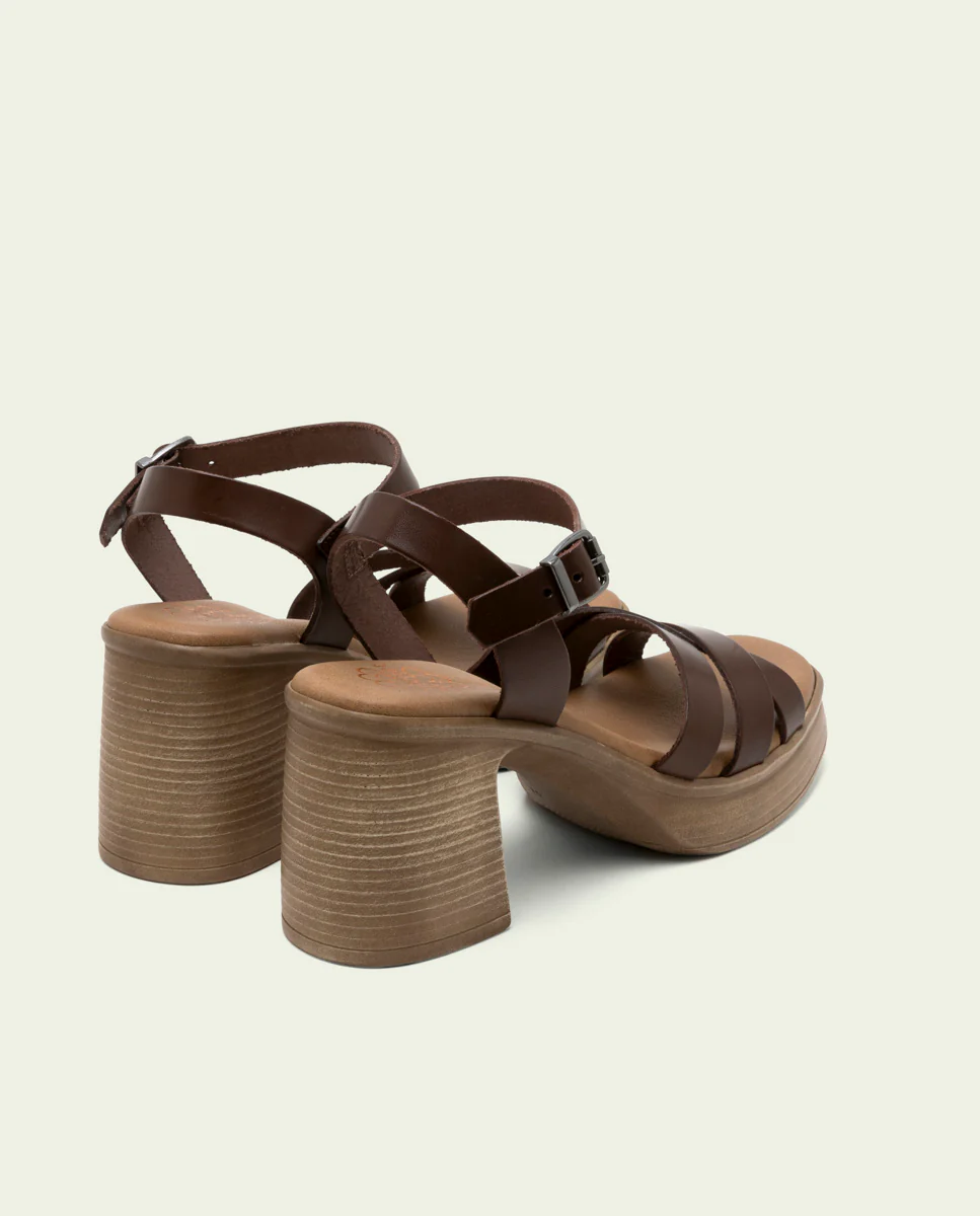 SANDALIA TACON PIEL ISIS MOKA - Image 3