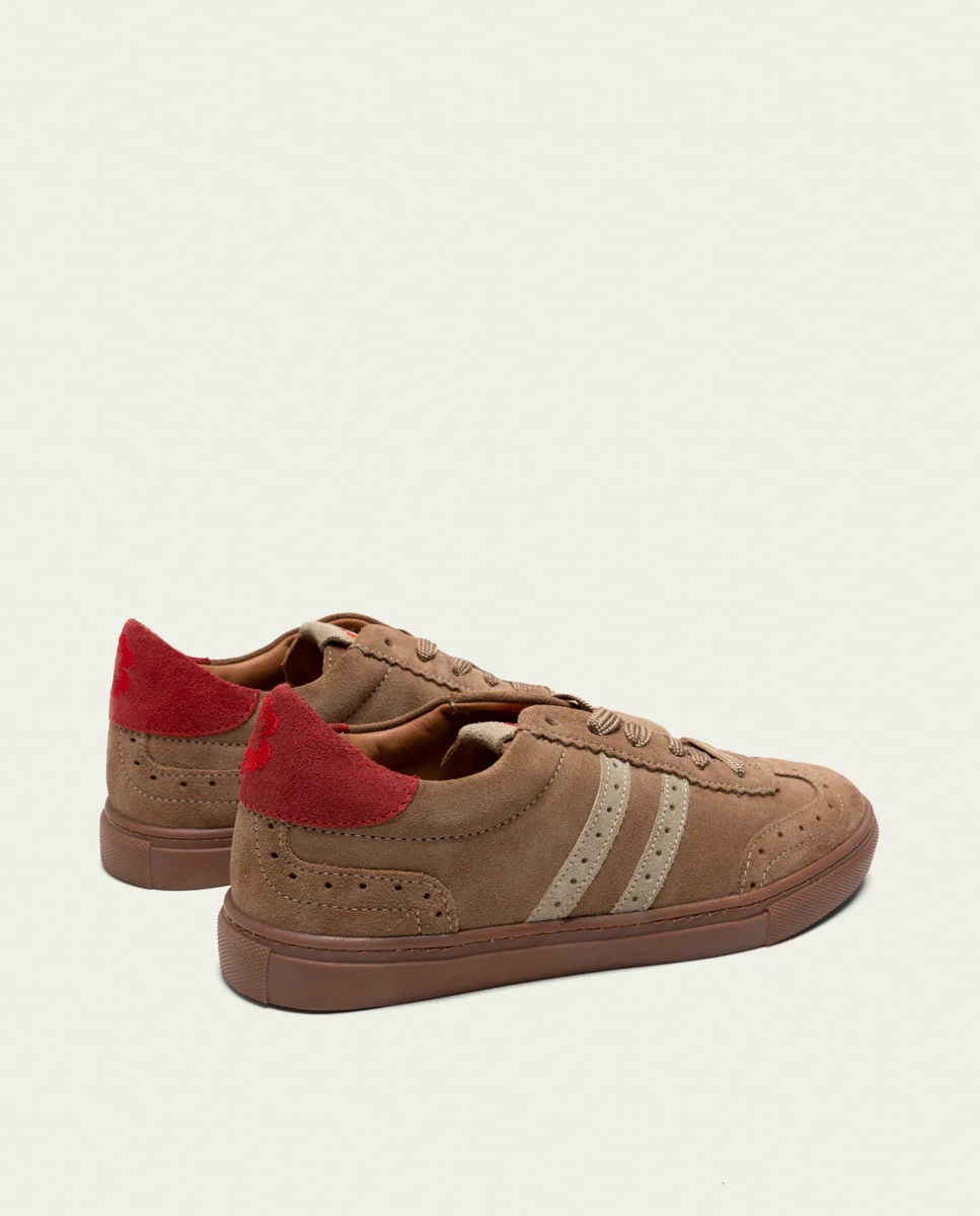SNEAKERS DEPORTIVAS SERRAJE TAUPE BEIGE ROJO PARIS - Image 4