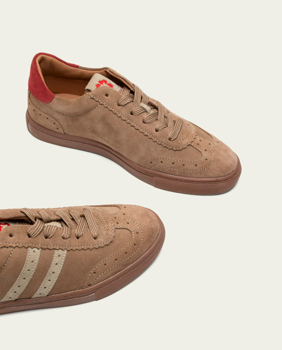 SNEAKERS DEPORTIVAS SERRAJE TAUPE BEIGE ROJO PARIS - Image 5
